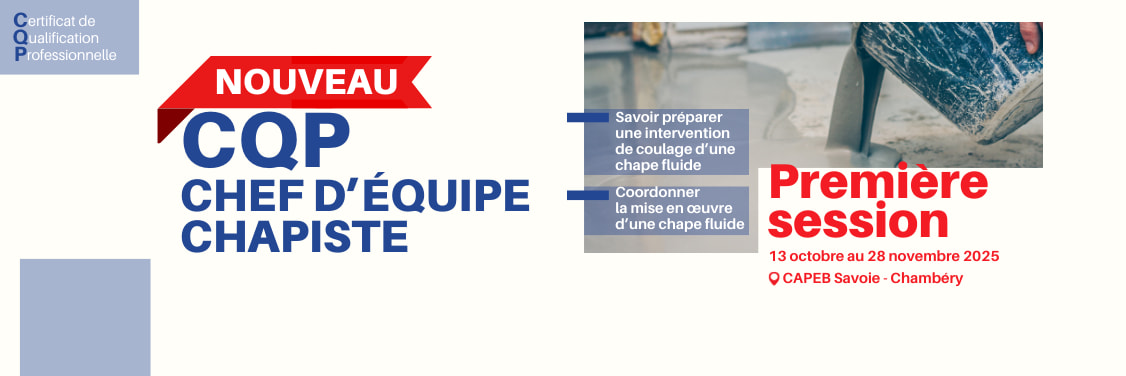 NOUVEAU : CQP Chef d'équipe chapiste en chape fluide
